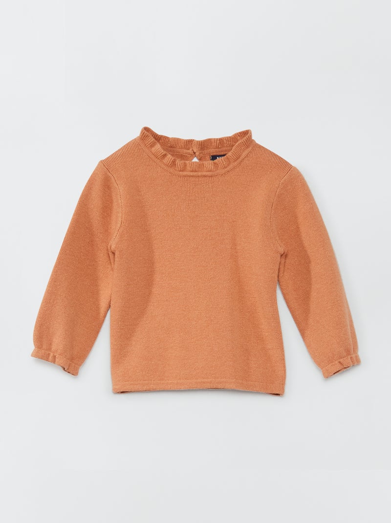 Pull col montant ondulé Marron - Kiabi