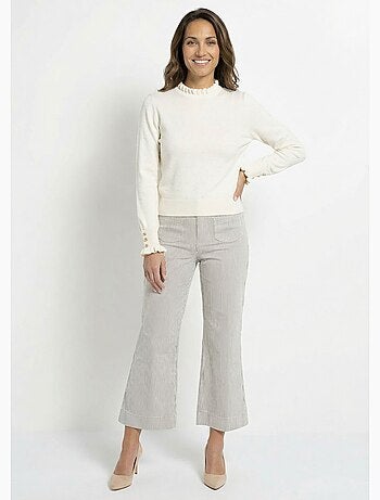 Pull col montant plissé maille plumetis - AFIBEL