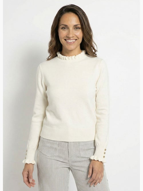 Pull col montant plissé maille plumetis - AFIBEL - Kiabi