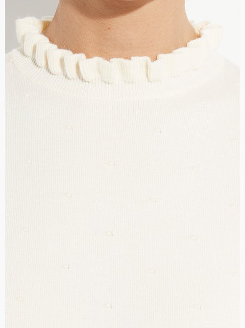 Pull col montant plissé maille plumetis - AFIBEL - Kiabi
