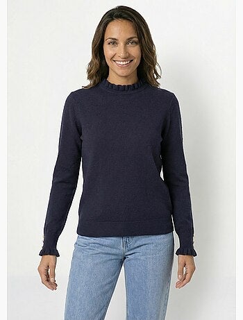 Pull col montant plissé maille plumetis - AFIBEL