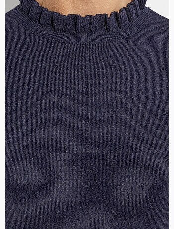 Pull col montant plissé maille plumetis - AFIBEL