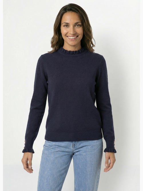 Pull col montant plissé maille plumetis - AFIBEL - Kiabi