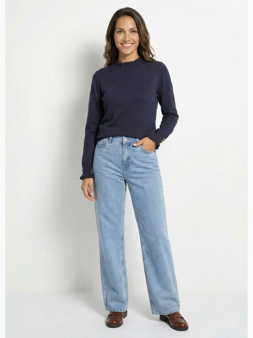 Pull col montant plissé maille plumetis - AFIBEL - Kiabi