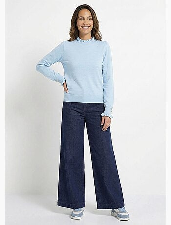 Pull col montant plissé maille plumetis - AFIBEL