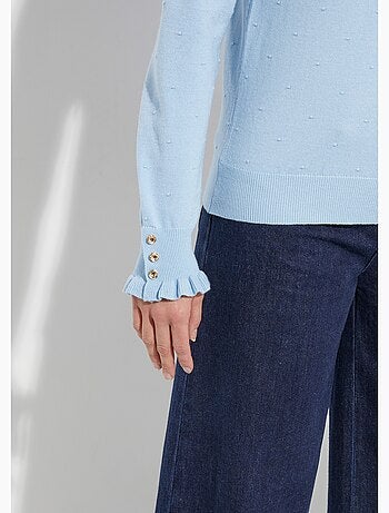 Pull col montant plissé maille plumetis - AFIBEL