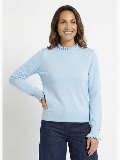 Pull col montant plissé maille plumetis - AFIBEL - Kiabi