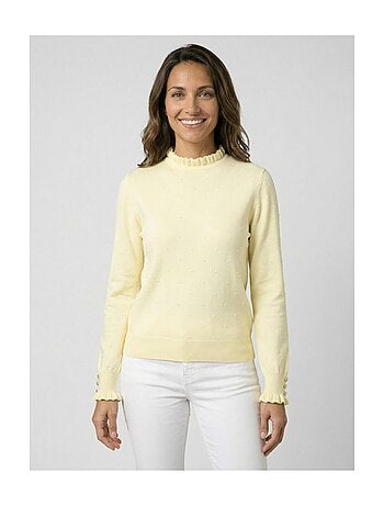 Pull col montant plissé maille plumetis - AFIBEL