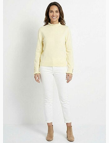 Pull col montant plissé maille plumetis - AFIBEL