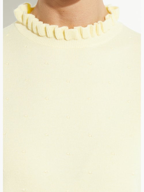 Pull col montant plissé maille plumetis - AFIBEL - Kiabi