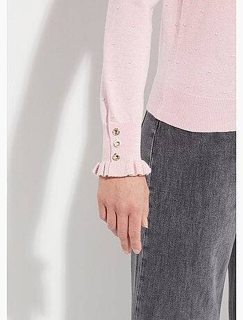 Pull col montant plissé maille plumetis - AFIBEL