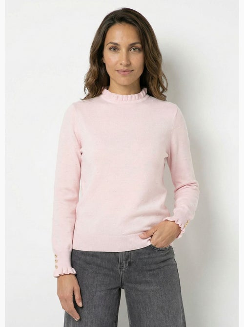 Pull col montant plissé maille plumetis - AFIBEL - Kiabi