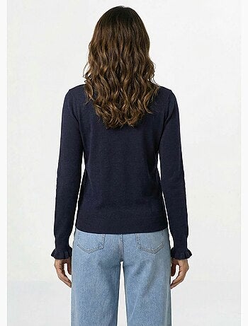 Pull col montant plissé maille plumetis