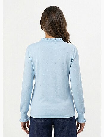 Pull col montant plissé maille plumetis