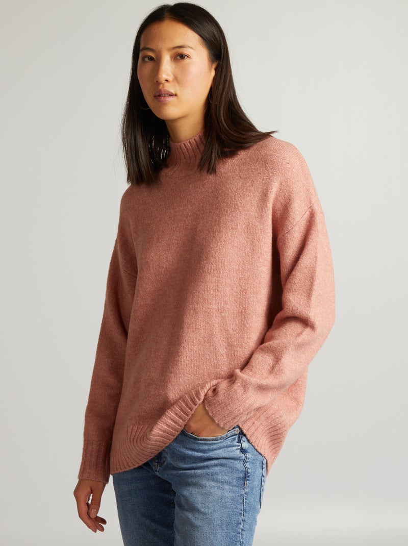 Pull col montant Rose - Kiabi