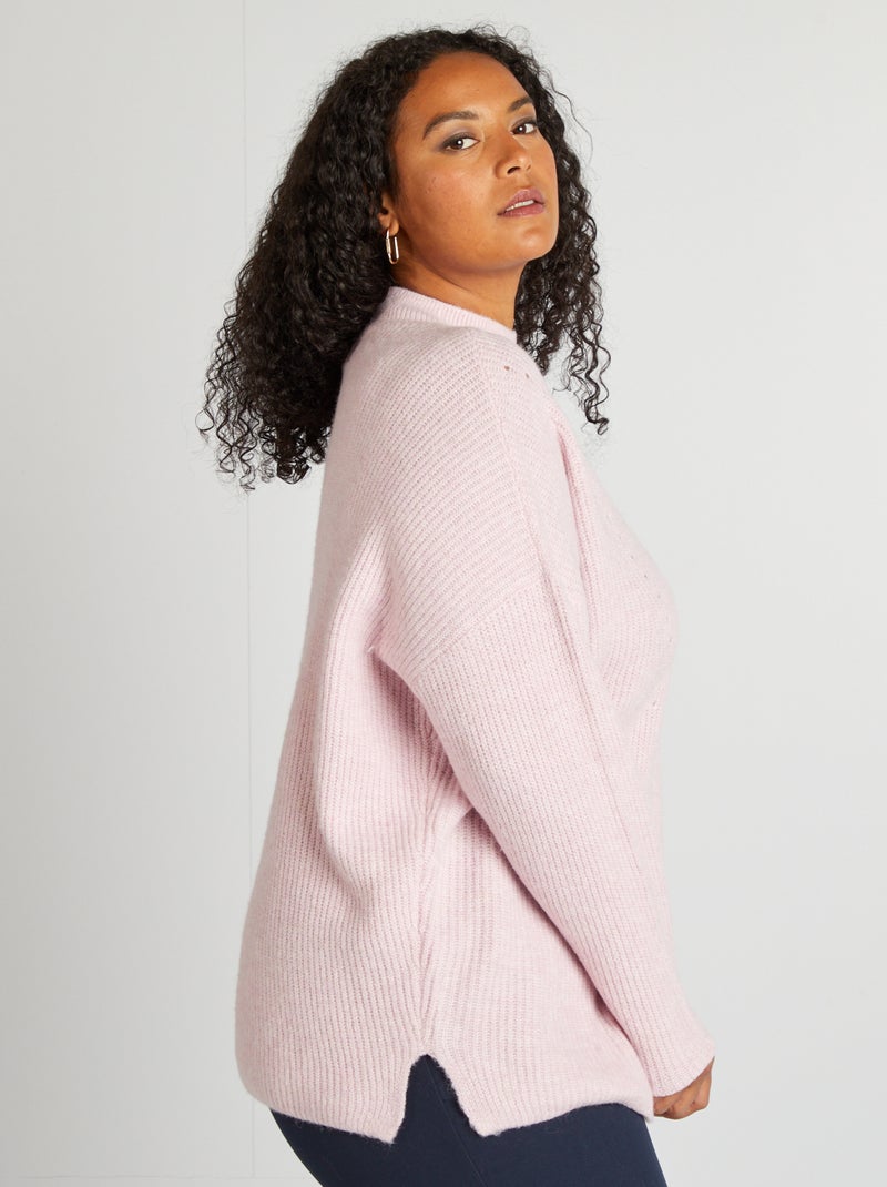 Pull col montant Rose - Kiabi