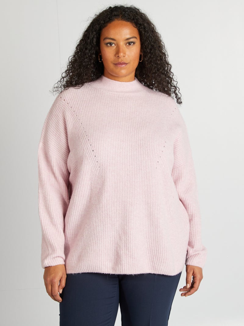 Pull col montant Rose - Kiabi
