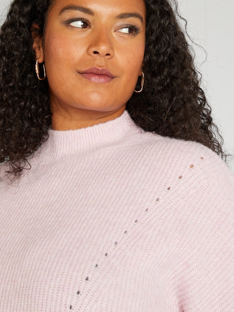 Pull col montant Rose - Kiabi