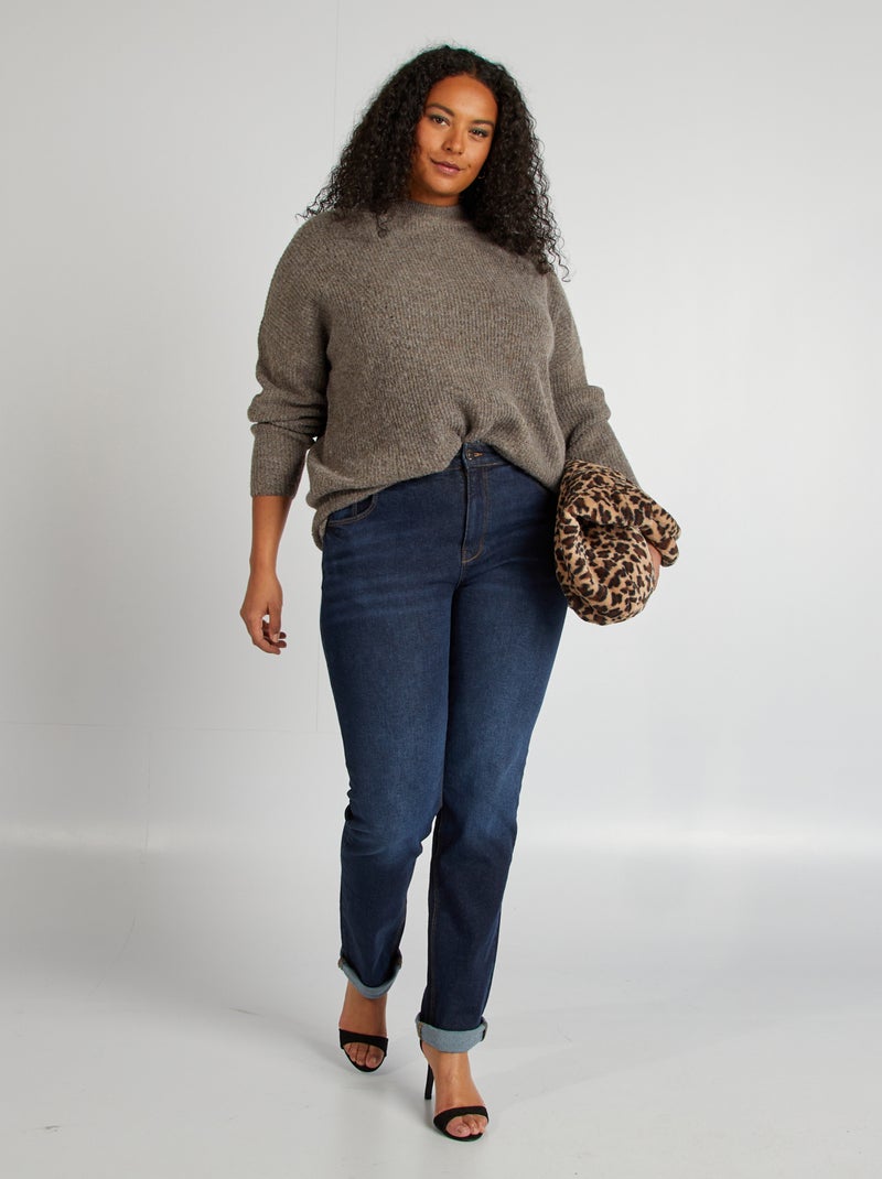 Pull col montant Taupe - Kiabi
