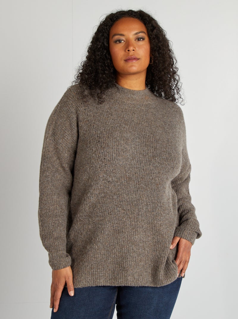 Pull col montant Taupe - Kiabi