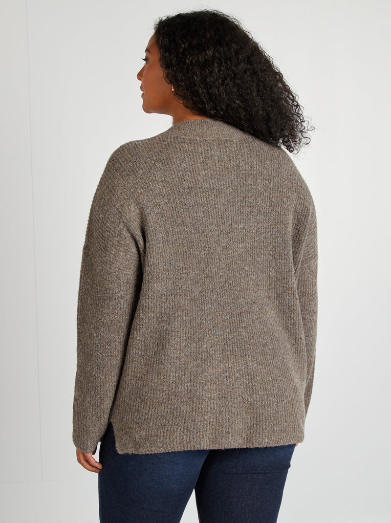Pull col montant Taupe - Kiabi