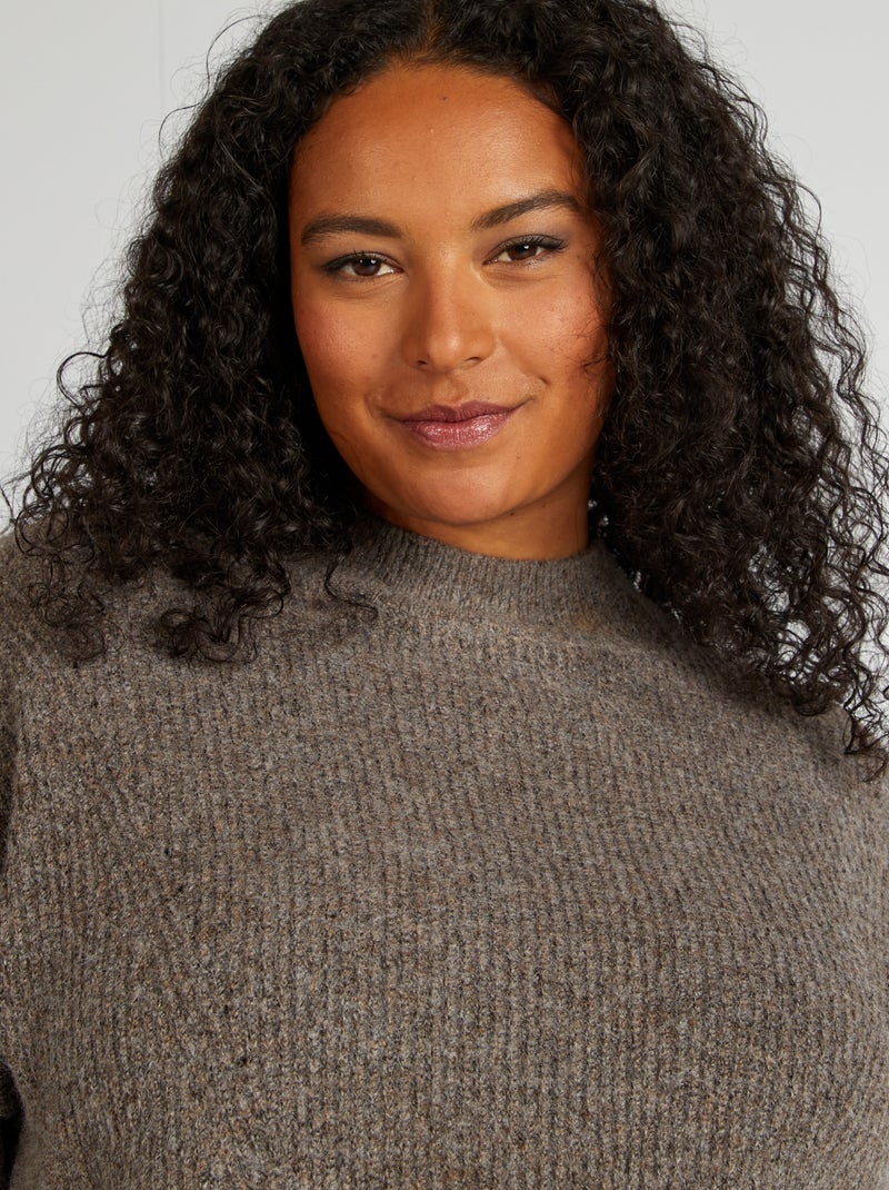 Pull col montant Taupe - Kiabi