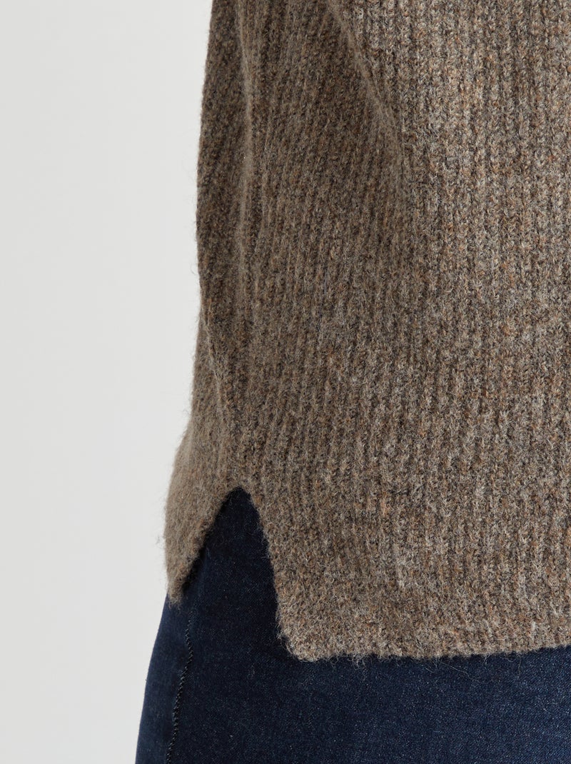 Pull col montant Taupe - Kiabi