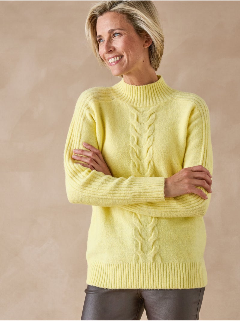 Pull col montant torsadé - DAXON Jaune clair - Kiabi