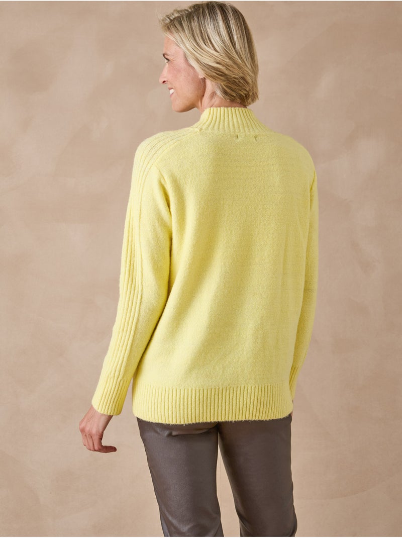 Pull col montant torsadé - DAXON Jaune clair - Kiabi