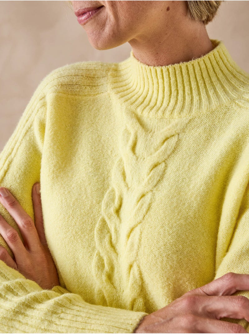 Pull col montant torsadé - DAXON Jaune clair - Kiabi