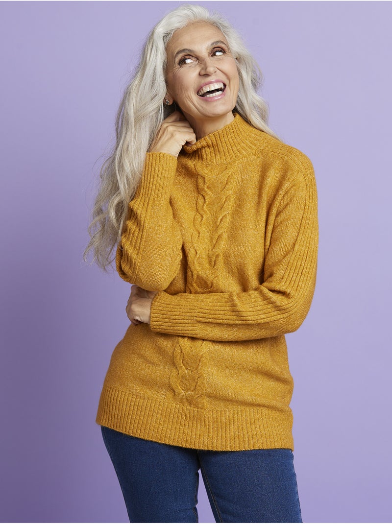 Pull col montant torsadé - DAXON Moutarde - Kiabi