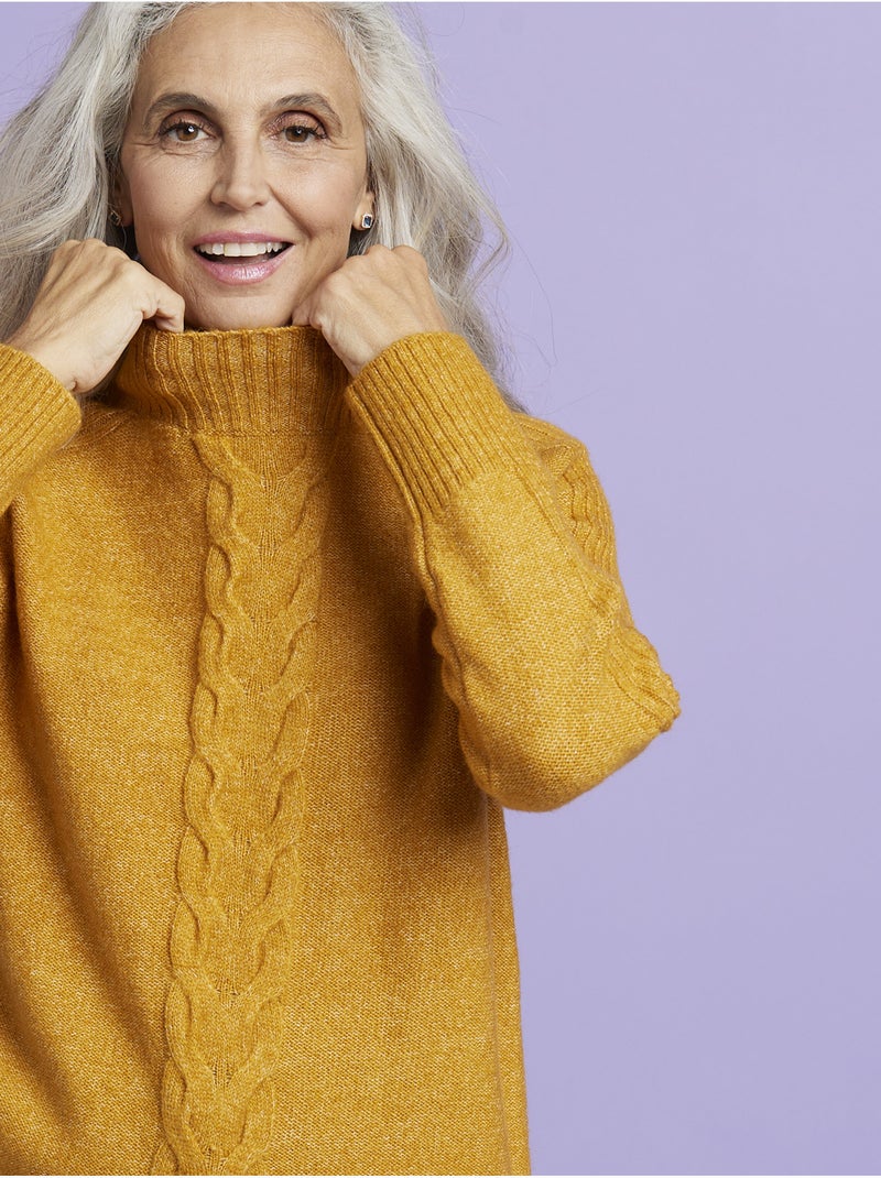Pull col montant torsadé - DAXON Moutarde - Kiabi
