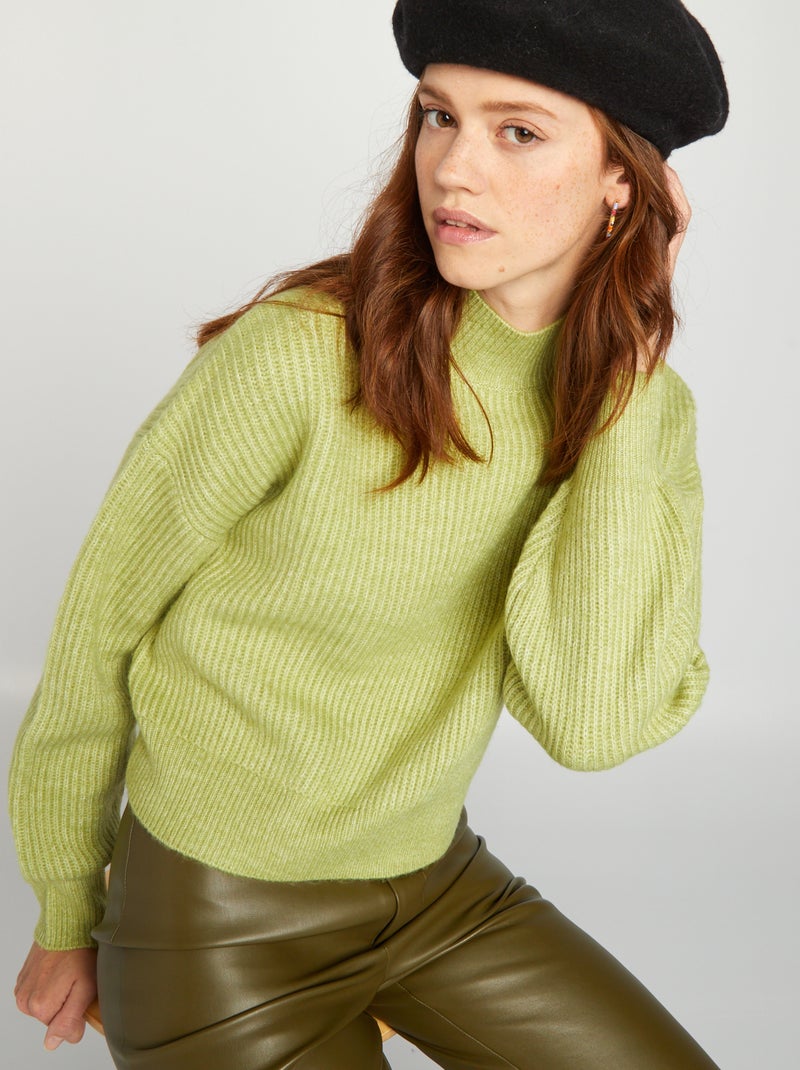 Pull col montant Vert - Kiabi