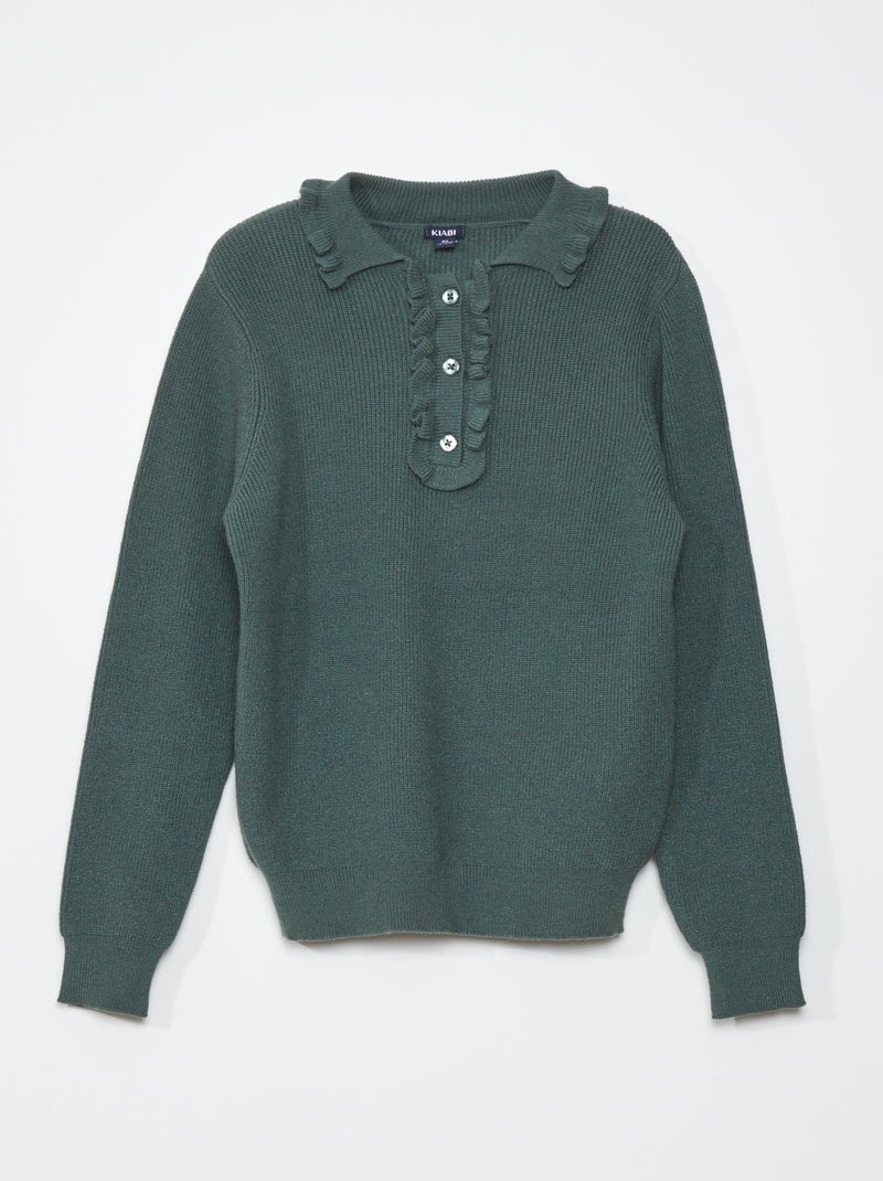 Pull col montant Vert - Kiabi