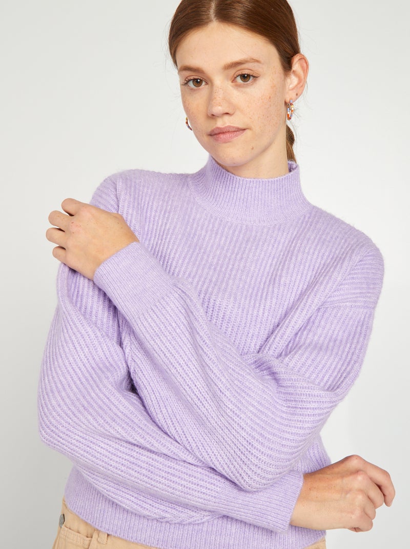 Pull col montant Violet - Kiabi