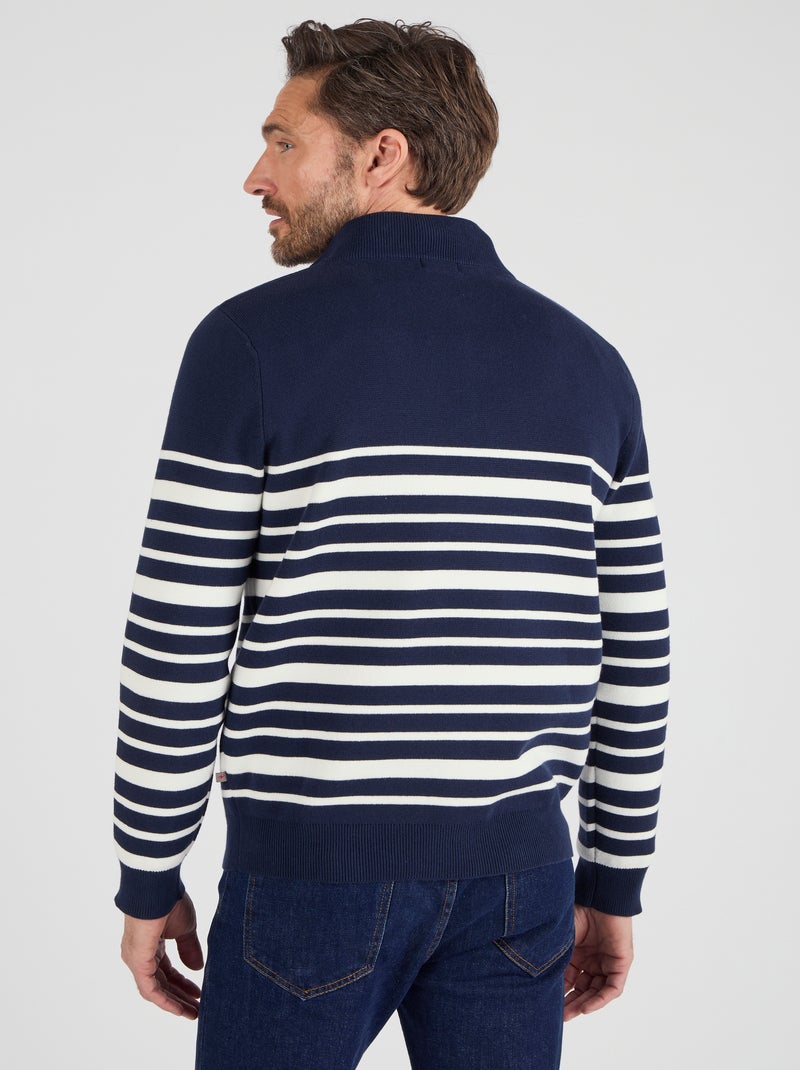 Pull col montant zippé - Damart Bleu marine - Kiabi