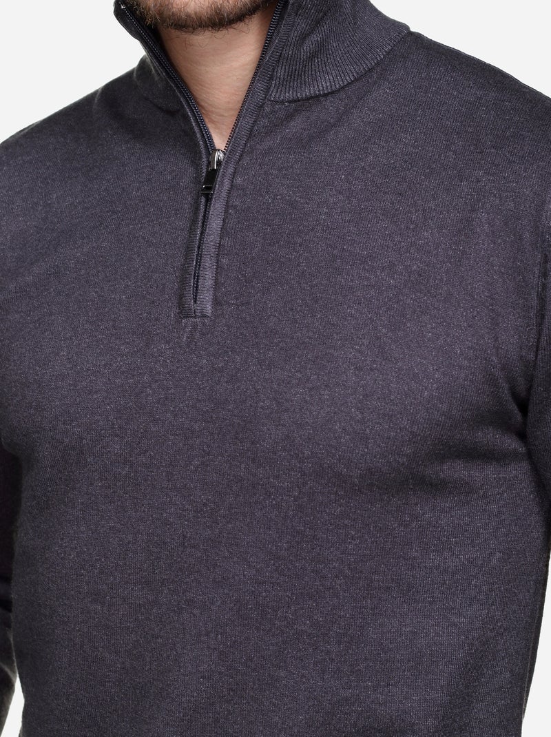 Pull col montant zippé - kenzarro Gris foncé - Kiabi