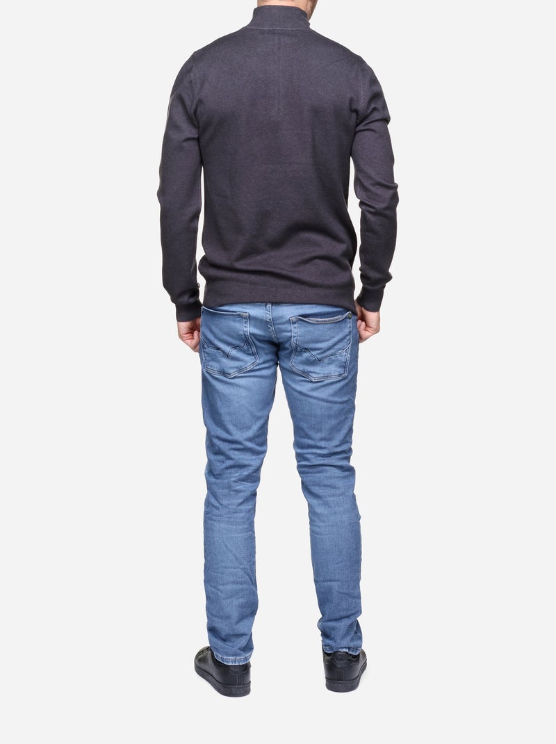 Pull col montant zippé - kenzarro Gris foncé - Kiabi