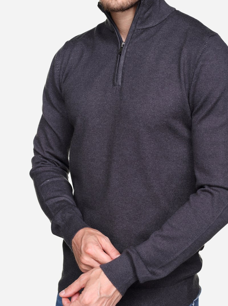 Pull col montant zippé - kenzarro Gris foncé - Kiabi