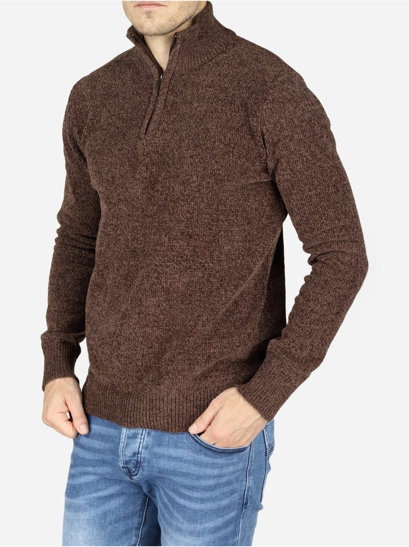 Pull col montant zippé - kenzarro Marron - Kiabi
