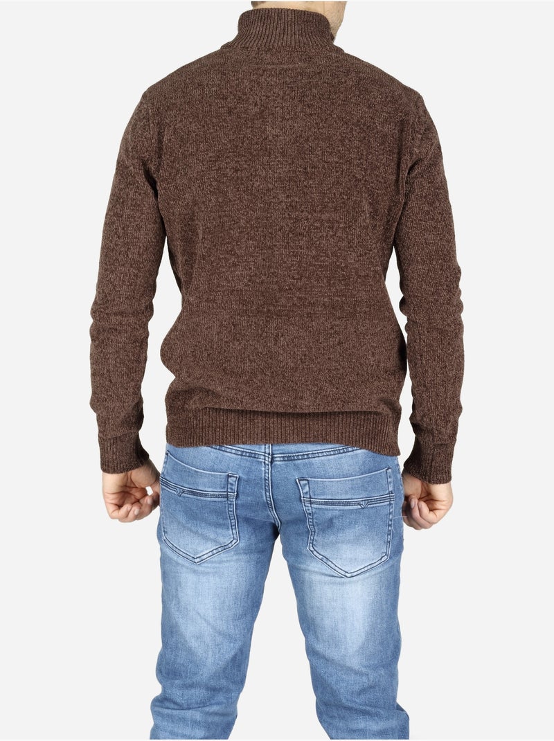 Pull col montant zippé - kenzarro Marron - Kiabi