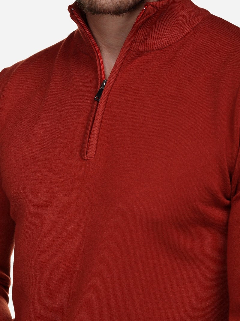 Pull col montant zippé - Kenzarro Rouge - Kiabi