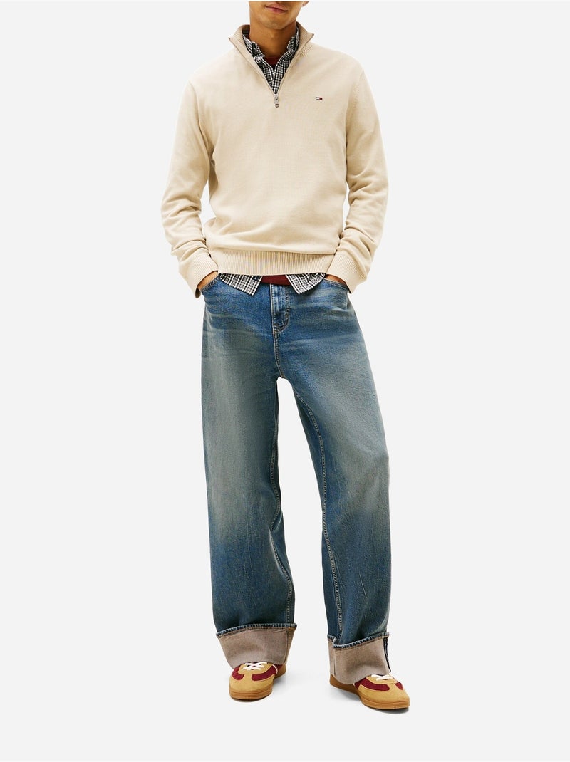 Pull col montant zippé - Tommy jeans Beige - Kiabi