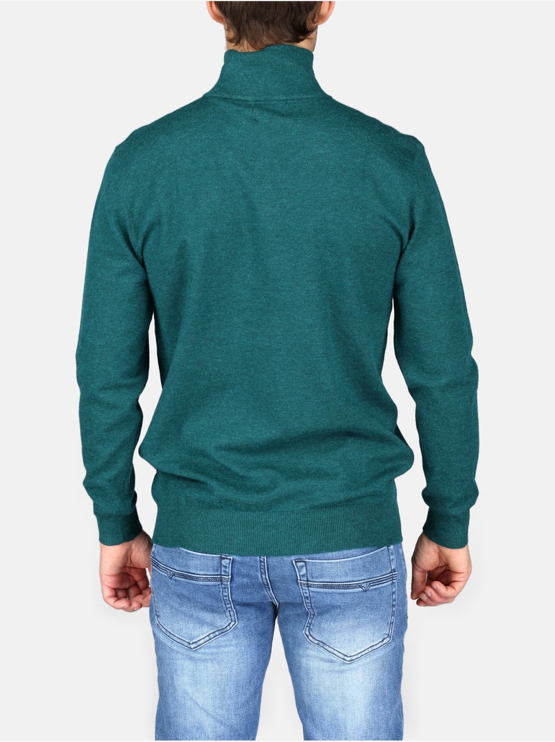 Pull col montant zippé - yves enzo Vert sapin - Kiabi