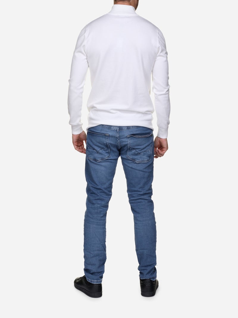 Pull col montant zippé Blanc - Kiabi