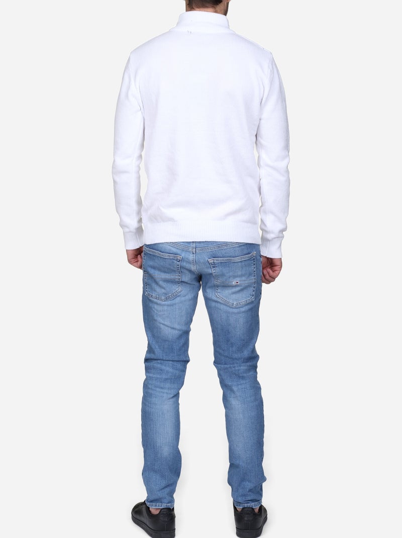 Pull col montant zippé Blanc - Kiabi