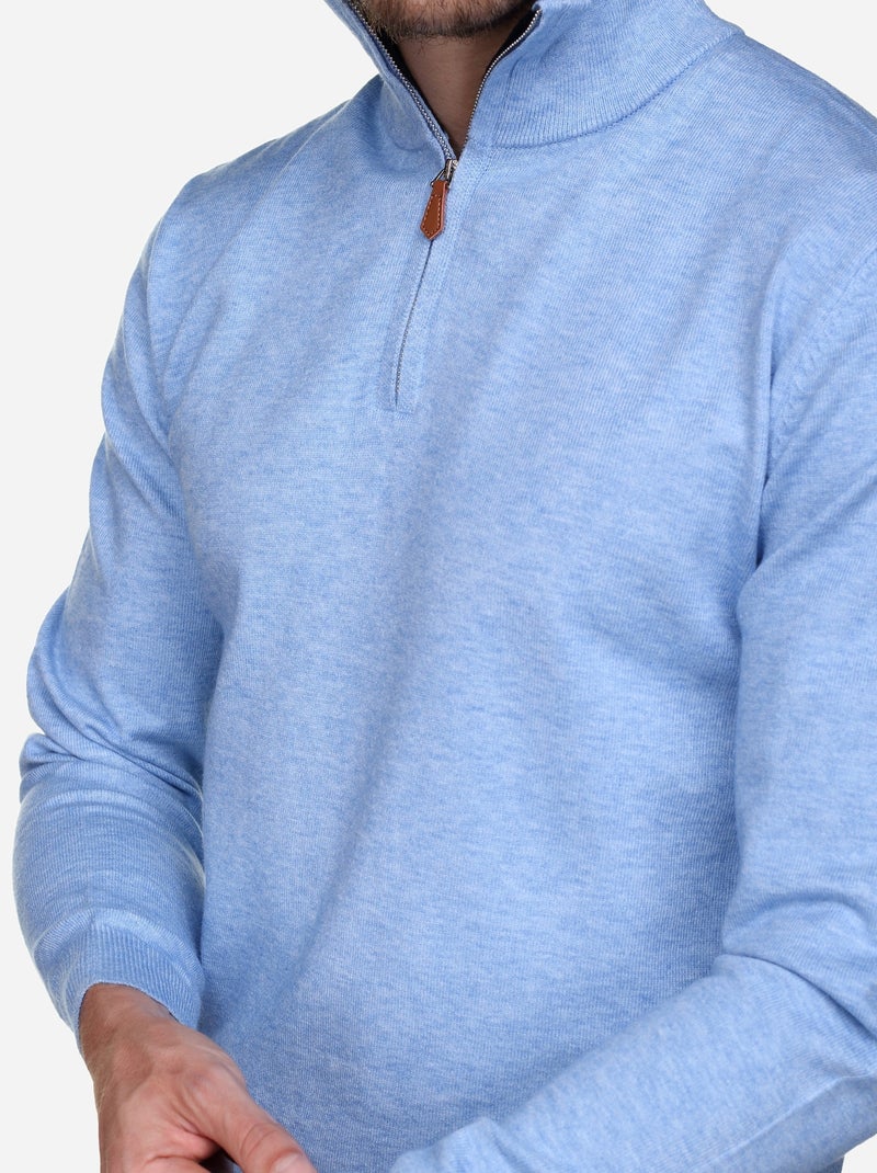 Pull col montant zippé Bleu ciel - Kiabi