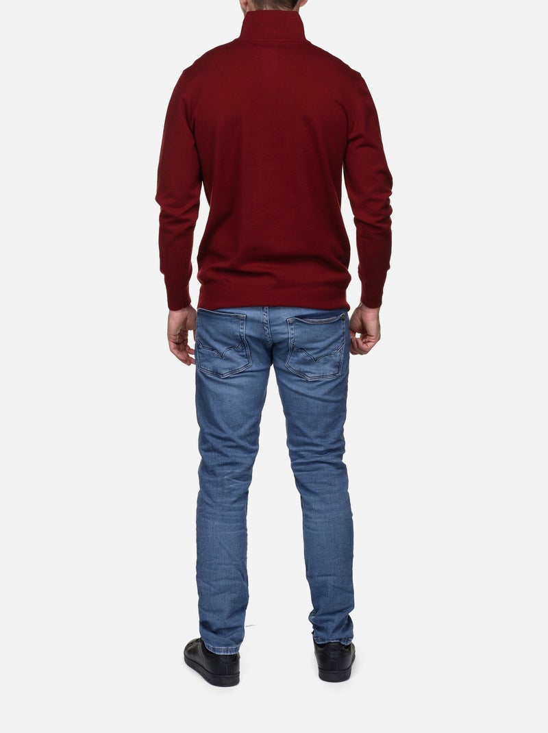 Pull col montant zippé Bordeaux - Kiabi