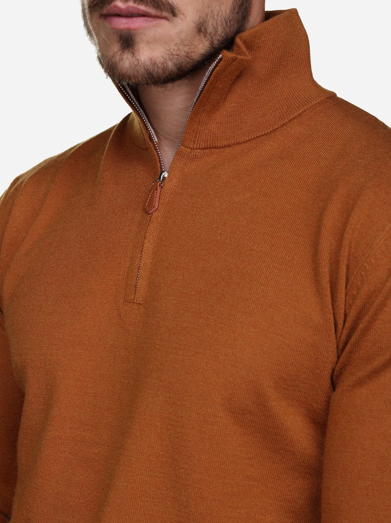 Pull col montant zippé Camel - Kiabi