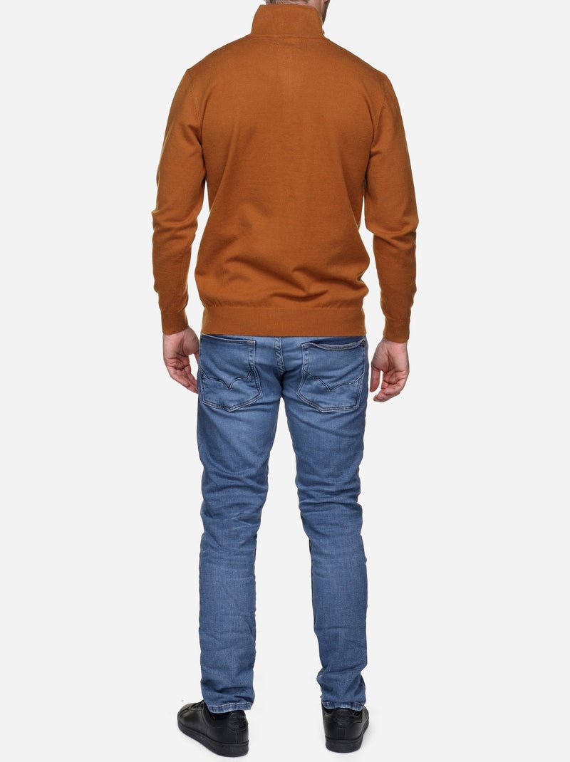 Pull col montant zippé Camel - Kiabi